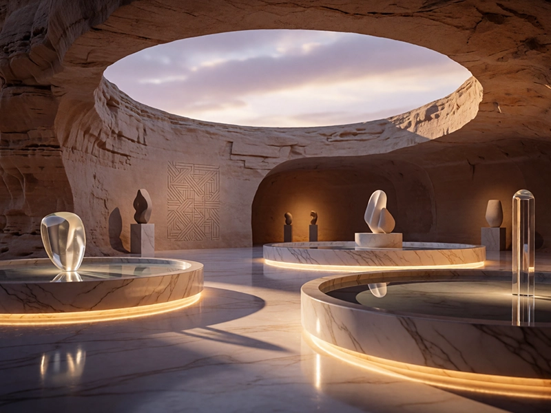 Surreal landscape AI set design concept